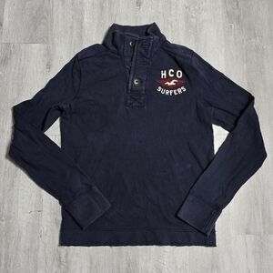 Y2K Hollister Co. "HCO Surfers" Henley Sweatshirt Navy Size Medium